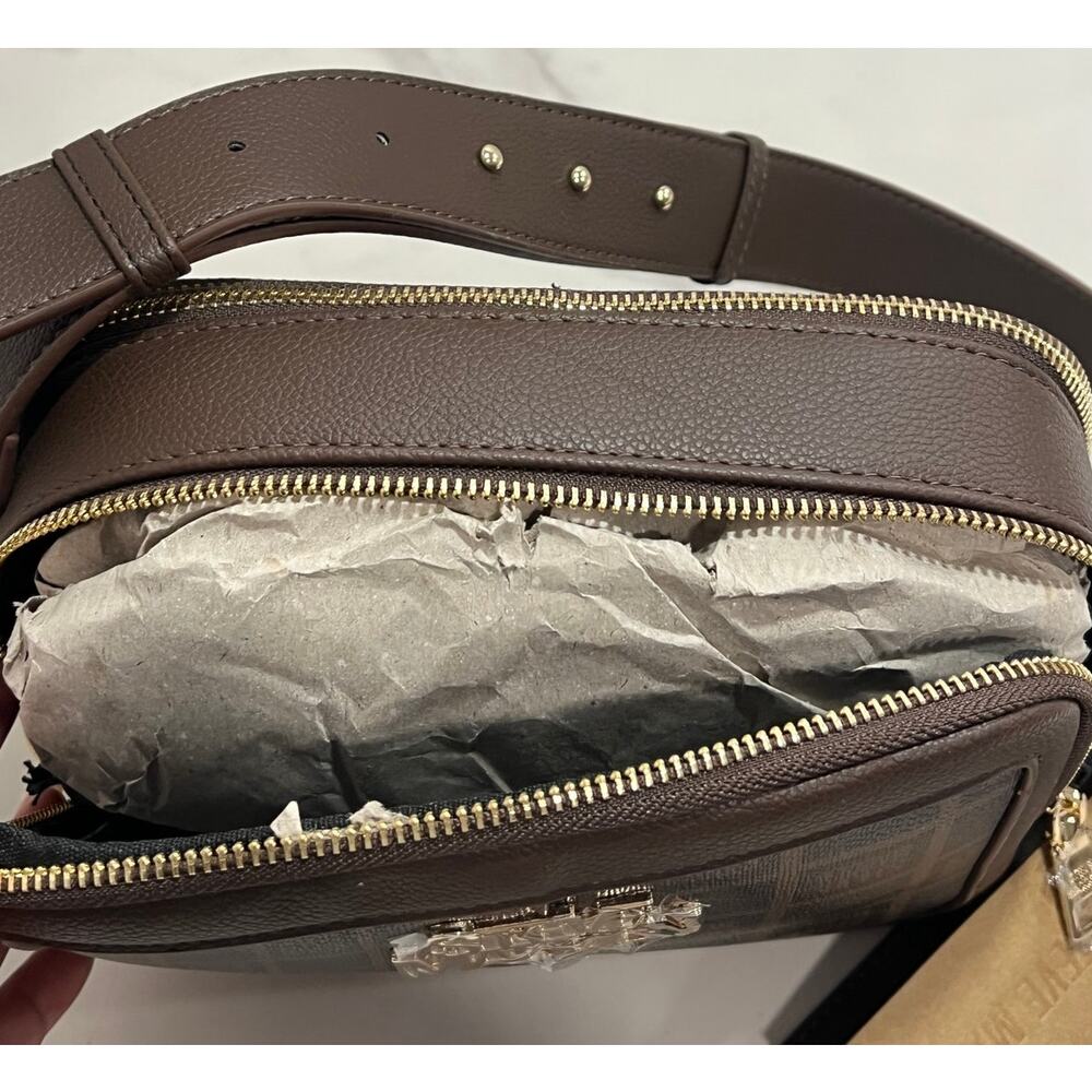 Steve Madden Blexi Hollywood Crossbody Bag Sepia Brown Logo Grid DR143770 New - Picture 4 of 11